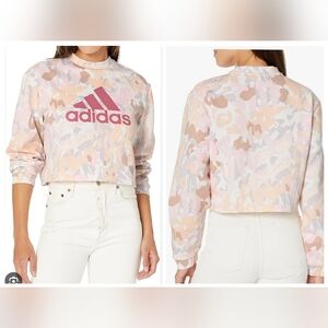 Adidas Sweatshirt Cropped Graphic Camo Pastel NWOT Size XS